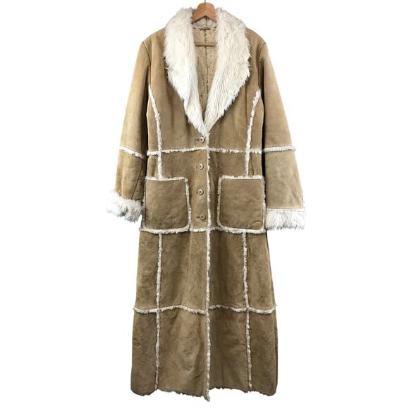 Wilsons Leather Maxima Tan Long Suede Jacket size S w/ faux fur Lining